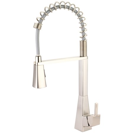 OLYMPIA Single Handle Pre-Rinse Spring Pull-Down Kitchen Faucet in PVD Brushed Nickel K-5070-BN